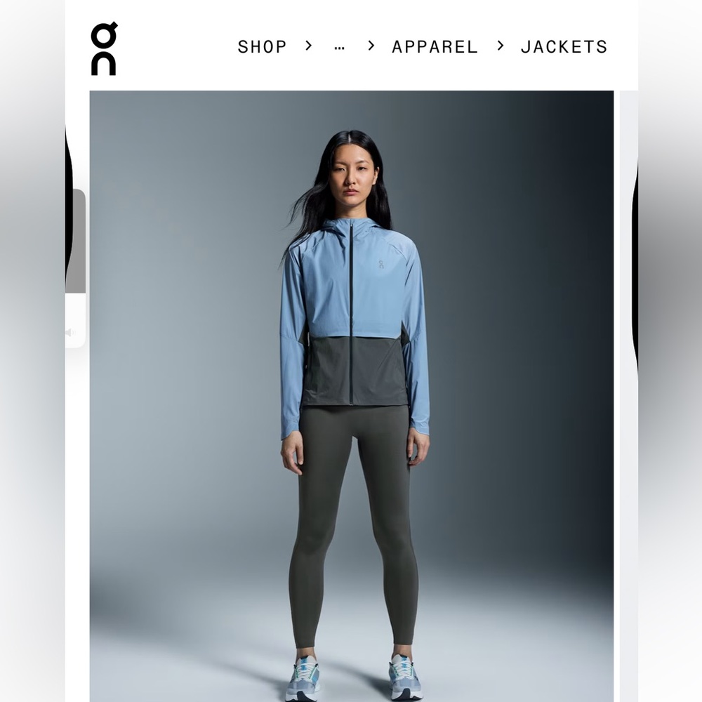 On Running Two-Tone Hooded Jacket — Blue & Charcoal